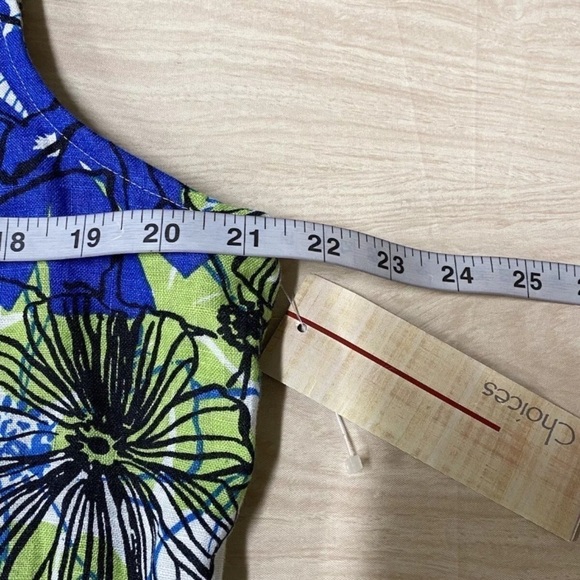 Choices Blue Green Floral Print Linen Maxi Dress Sleeveless Size L NWT - Picture 4 of 6